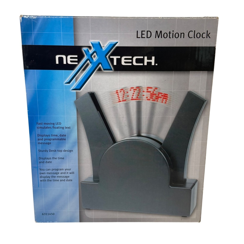 Nexxtech LED Motion Clock 6311450 Floating Text Programmable Message Gray Boxed - Picture 7 of 8